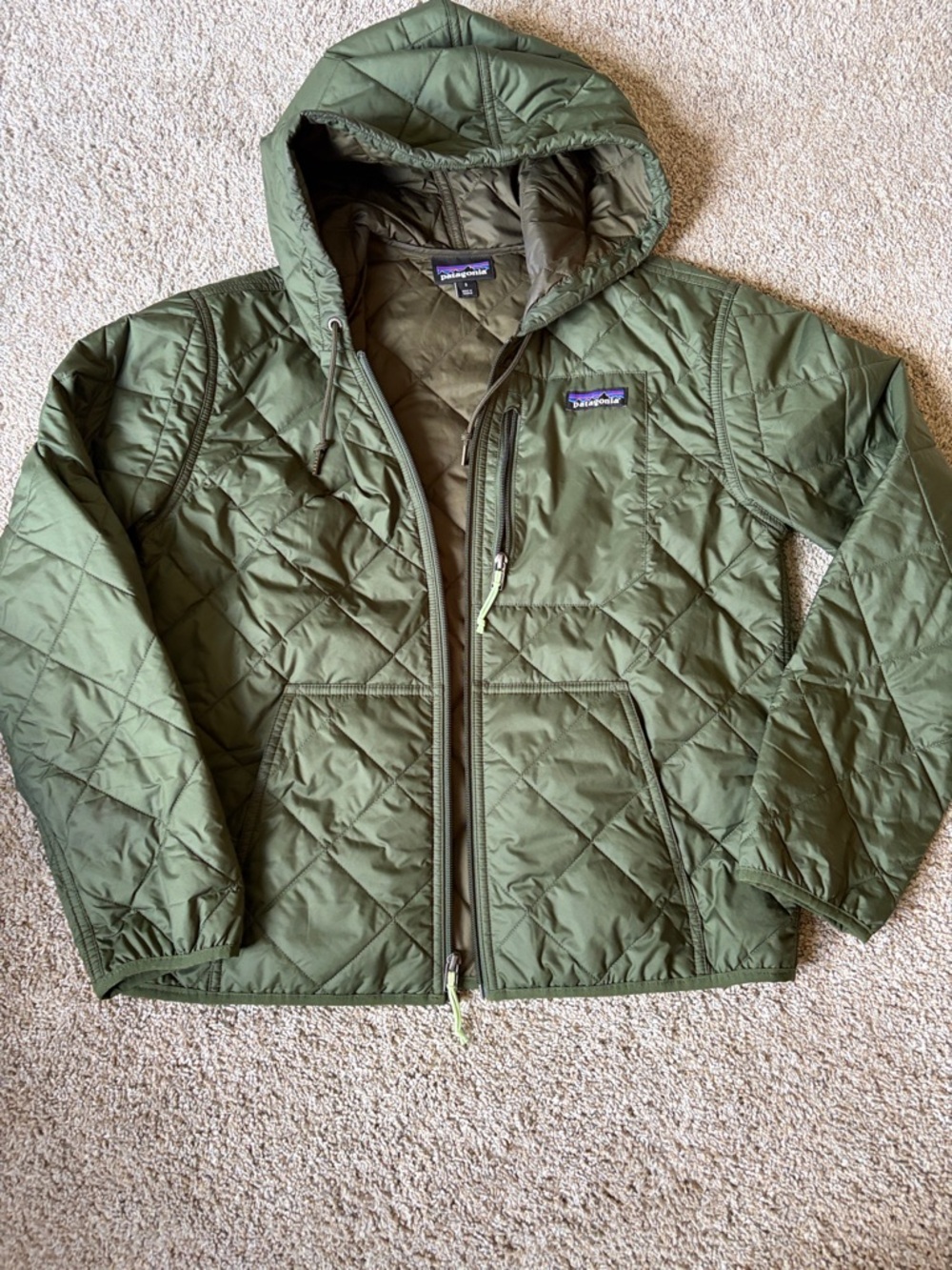 Patagonia Hooded Quilted Jacket - Olive